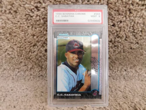1999 Bowman Chrome #344 C.C. SABATHIA RC PSA 9 MINT Rookie HOF Yankees Indians