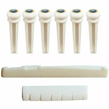 NEW Set Of Cattle Bone Guitar Saddle Nut Pins String Peg Acoustic Bridge Luthier