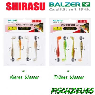 Balzer Shirasu 3g 4cm Micro Finesse Köder Set Gummiköder UV Squid Aroma Paddle