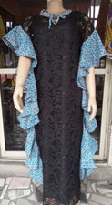 African long gown Lace with Ankara women clothing dashiki Maxi dress