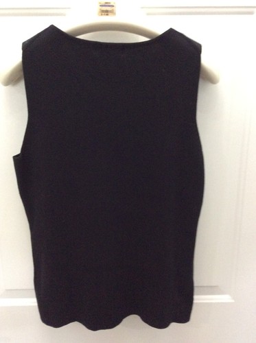 Pierre Cardin Women' Size L Black Tank/Shell Sleeveless V Neck Top Cotton - Picture 3 of 6