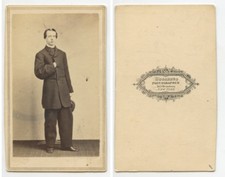 MAN W/ NICE SUIT/HAT, CDV STUDIO PORTRAIT BY BOGARDUS, NEW YORK, GARPHIC BACK