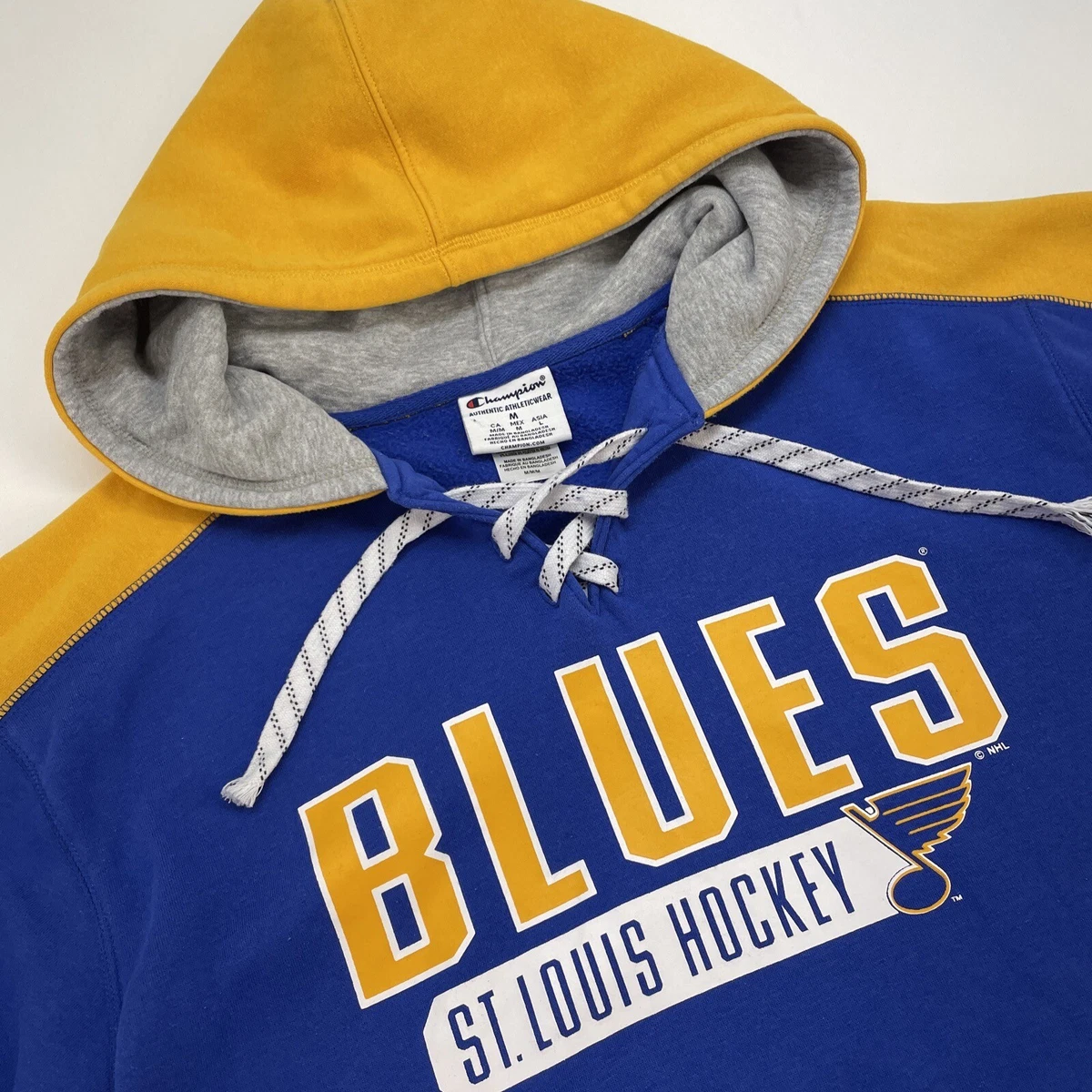 St .Louis Blues Champion V Neck Hooded Sweatshirt Men's M Navy