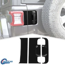 3Pcs Black Tailgate Rear Door Handle Panel Decor Cover Trim For Jeep Wrangler JL