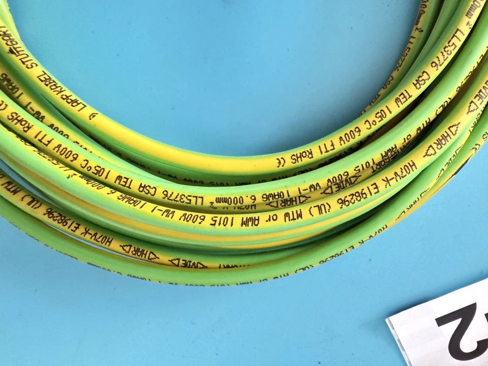 LOT OF 2 H07V-K 6mm² Green/Yellow Wire 600V 105°C UL/CSA RoHS Foto 3 de 4