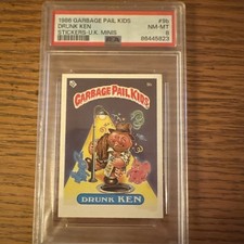 1st Series UK Minis Stickers  DRUNK KEN #9b 1986 Topps Garbage Pail Kids Vintage