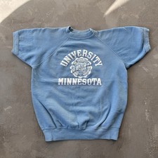 Vintage 1960’s Champion Sweatshirt Flock Print Sz Medium University Of Minnesota