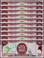 Trinidad & Tobago 20 Dollars, 2006, P-49c, UNC X 10 PCS