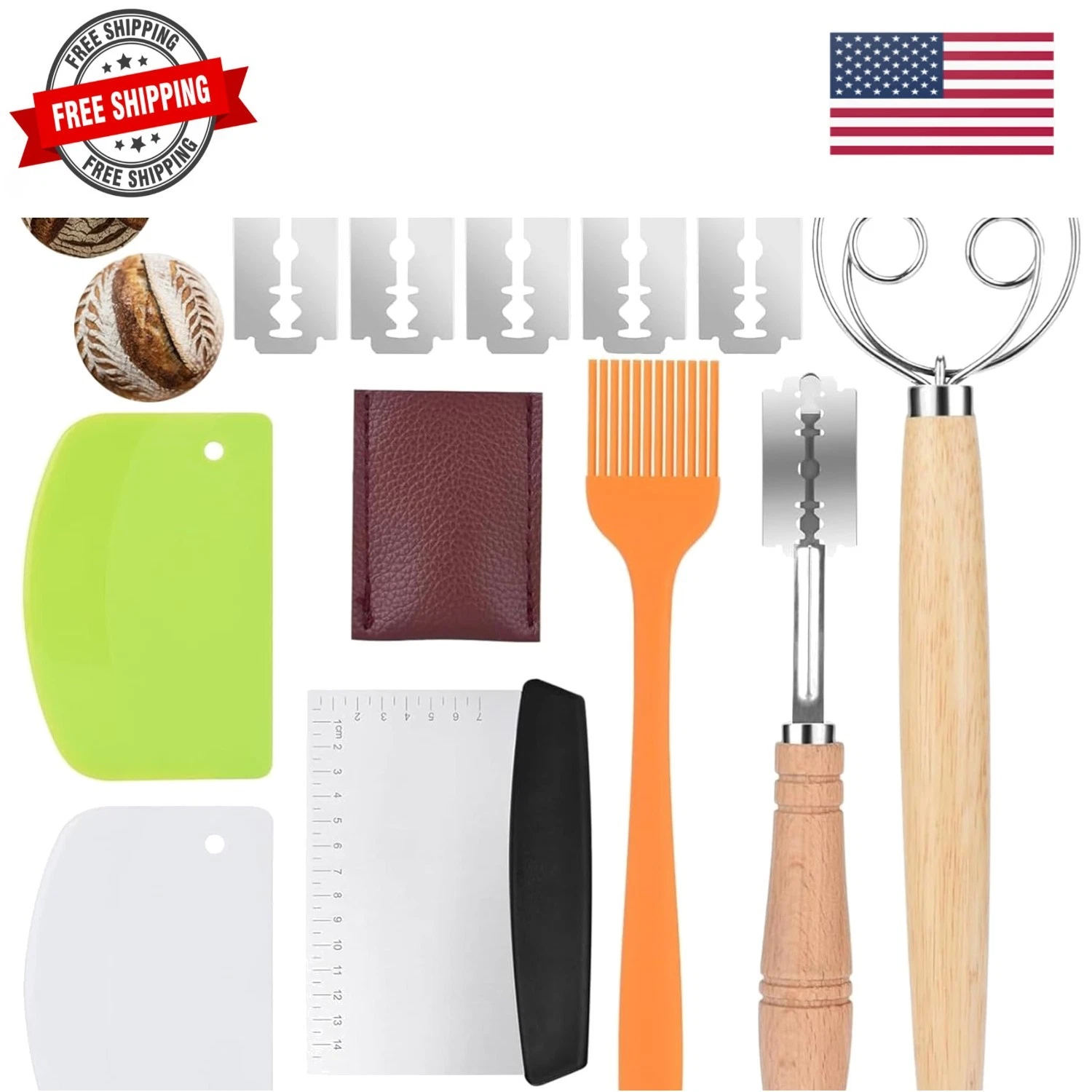 Danish Dough with Sourdough Scoring Tool-Bread Whisk Set of 6 Pieces-Dough Ho...
Opens in a new wind