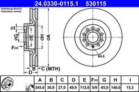 2X ATE Bremsscheibe Powerdisc 24.0330-0115.1 FüR Audi VW Golf Passat A3 Skoda B6