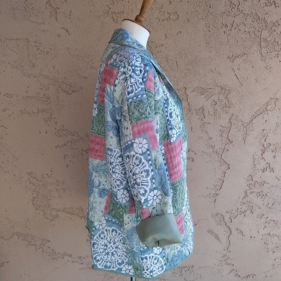 Alfred Dunner Vintage Multi Color Silk Quilted Patchwork Jacket image 7