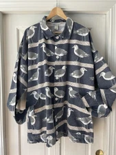 Vintage Michigan Rag Co. Seagull Print Jacket ~ Button Front ~ Pockets ~ Size XL