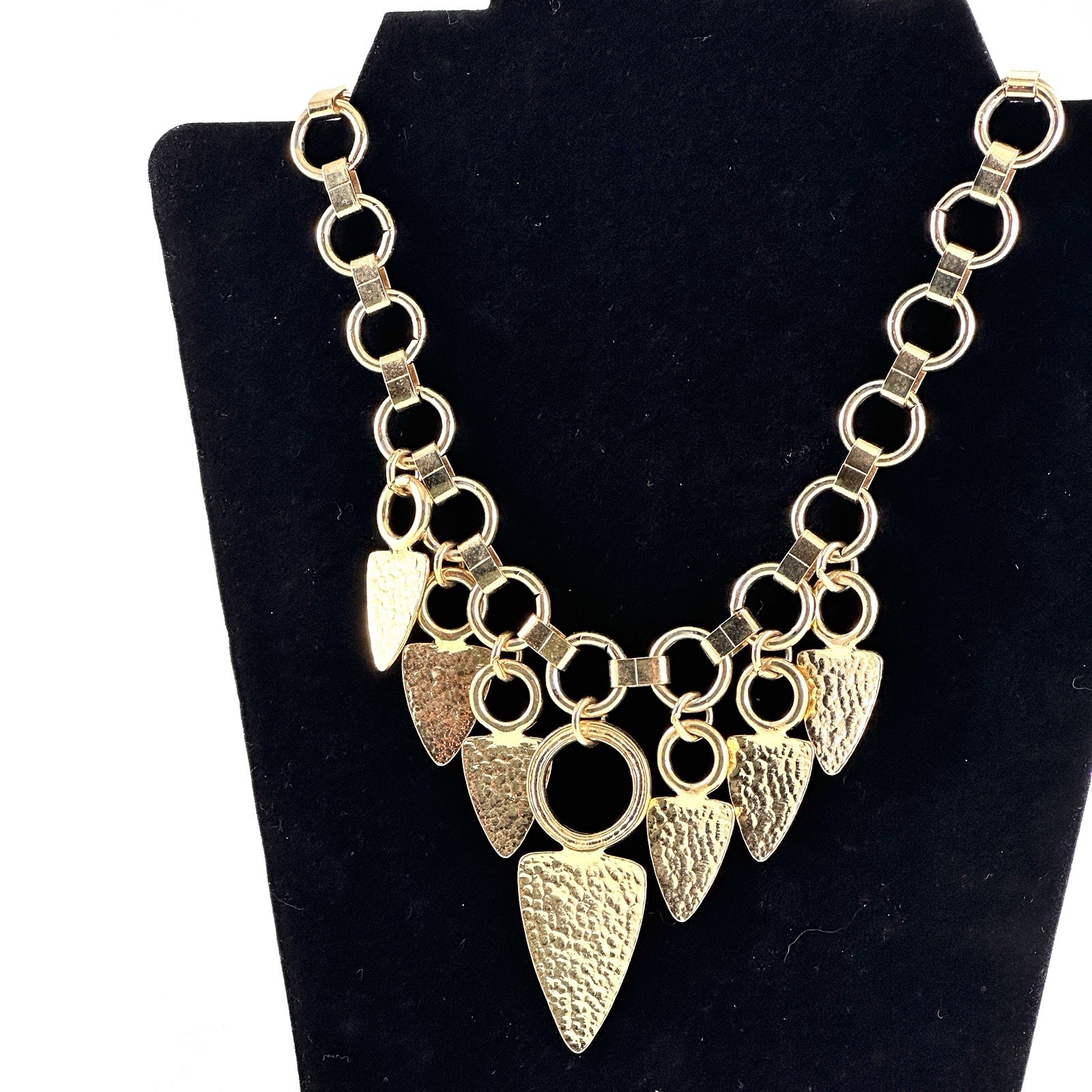 Vtg Goldtone Dangle Arrowhead Statement Necklace … - image 3