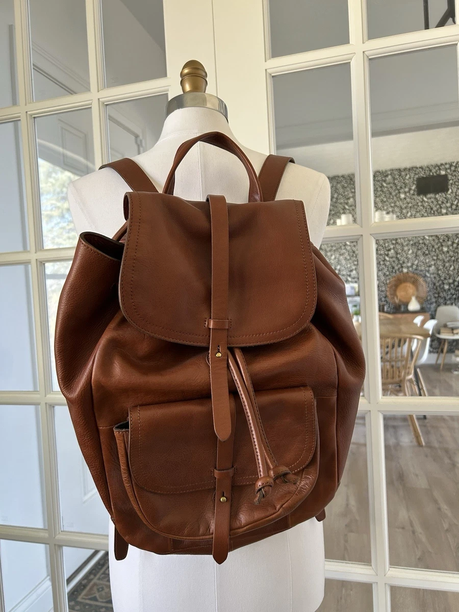 Madewell Cognac Leather Drawstring Mini Backpack Madewell Brown Leather Drawstring Rucksack Mini Backpack | eBay main image 3