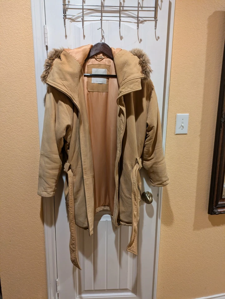 Abrigo de cuero vintage Andrew Marc New York para mujer talla M Foto 3 de 4