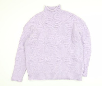 Marks and Spencer Grobstrickpullover Damen Lila Stehkragen M