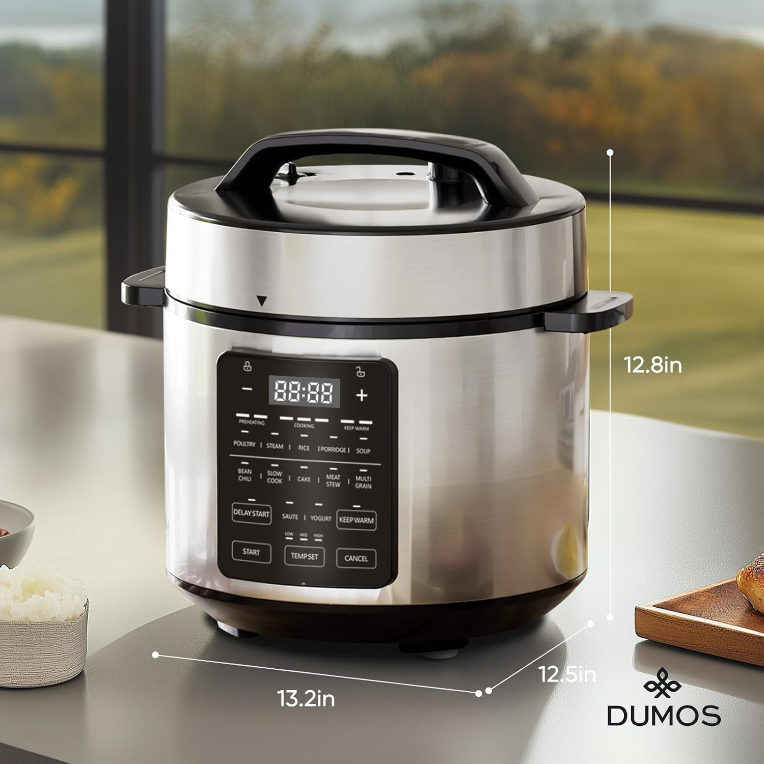 DUMOS 12-In-1 Electric Pressure Cooker 6 QT Stainless Steel Multi Cooker Electri