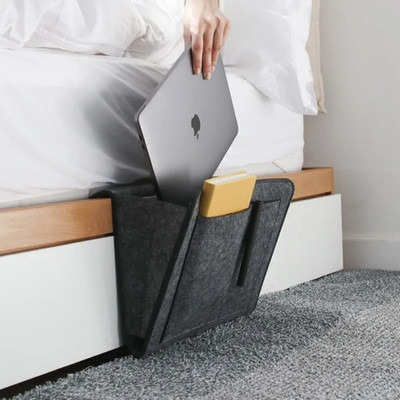 1pc Felt Storage Hang Bag Bed Sofa Organizer Remote Phone Holder - NEW