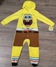 Nickelodeon SpongeBob Kids Boys or Girls Fleece Hooded One Piece Yellow Zip Up