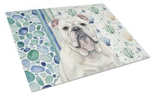 Caroline's Treasures White English Bulldog Coastal Sea Glass Cutting Board