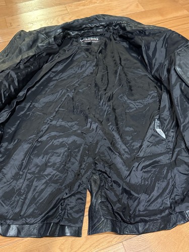 Veste boutonnée homme XL vintage en cuir noir par Wilsons Leather - Photo 18/22