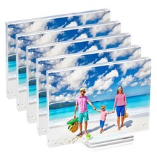 5 Pack 4x6 Magentic Acrylic Picture Frame, Clear Double Sided Frame with Base...