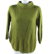 Ann Taylor Women's Medium Olive Green 3/4 Sleeve Mock Neck Pullover Sweater