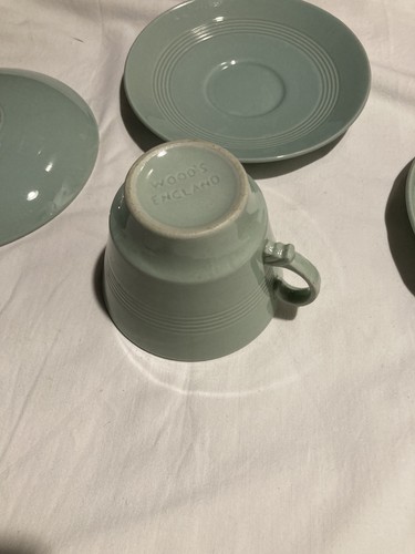 3 Woods Beryl Ware Cups And Saucers Green Utility Ware Mid Century - Picture 10 of 16