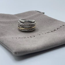 David Yurman 925 Sterling Silver Narrow Crossover Ring with 14k Gold Size 6