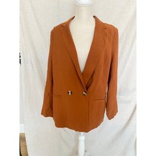 H M Double Breasted Brown Lightweight Blazer Size 10