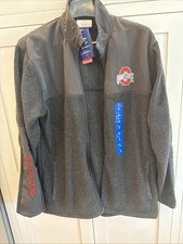 Ohio State Buckeyes Men's Champion Gray Fleece Football Full Zip Jacket Sz Large