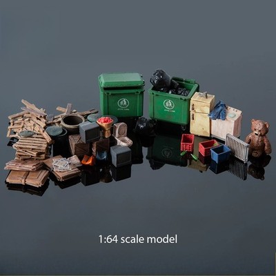 1:64 Scale Discarded Dolls Trash Models City Street Garage Props Display Diorama