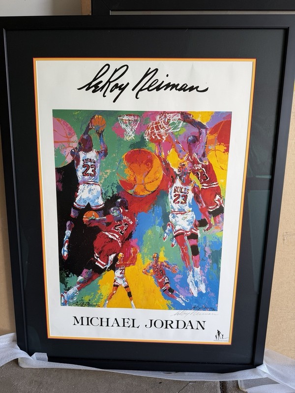 Leroy Neiman Signed Michael Jordan Chicago Bulls Framed Print W/ JSA COA