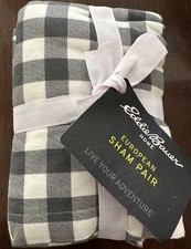 Set- 2 Eddie Bauer Home Kingston Buffalo Plaid Cotton Flannel Euro Sham Charcoal