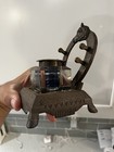 Antique Inkwell Cast Iron Horseshoe Equestrian Glass Well — photo 3