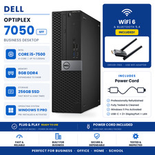 Dell OptiPlex SFF Desktop PC Intel i5 7500 8GB RAM 256GB SSD Win 11 Pro WIFI BT