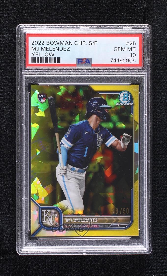 2022 Bowman Chrome Sapphire Edition Yellow /50 MJ Melendez #25 PSA 10 Rookie RC