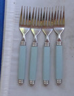 Vintage Lot 4 Light Blue Lucite Handle Stainless Flatware Forks Silverware MCM — photo 3