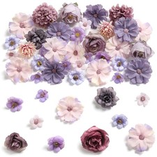 rongflower Faux Flower Heads Small Silk Artificial DIY Small, Purple