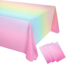 3 Pack Pastel Rainbow Tablecloths 54x108 for Party Decorations