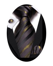 63" 70" Ties for Men Silk Extra Long Mens Seventy Inch Off Black Dark Gold
