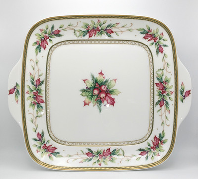 Fitz and Floyd Classic Choices Winter Holiday Square Serving Dish With Handles