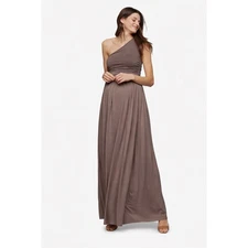 Rachel Pally One Shoulder Gathered Waist Maxi Dress Taupe sz M Maternity Stretch