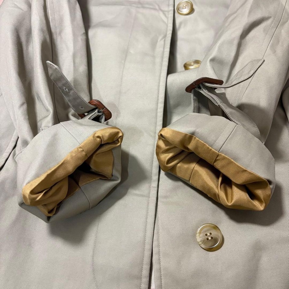 Burberry Trench Coat Beige Cotton Nova Check Pattern Size M Women | eBay