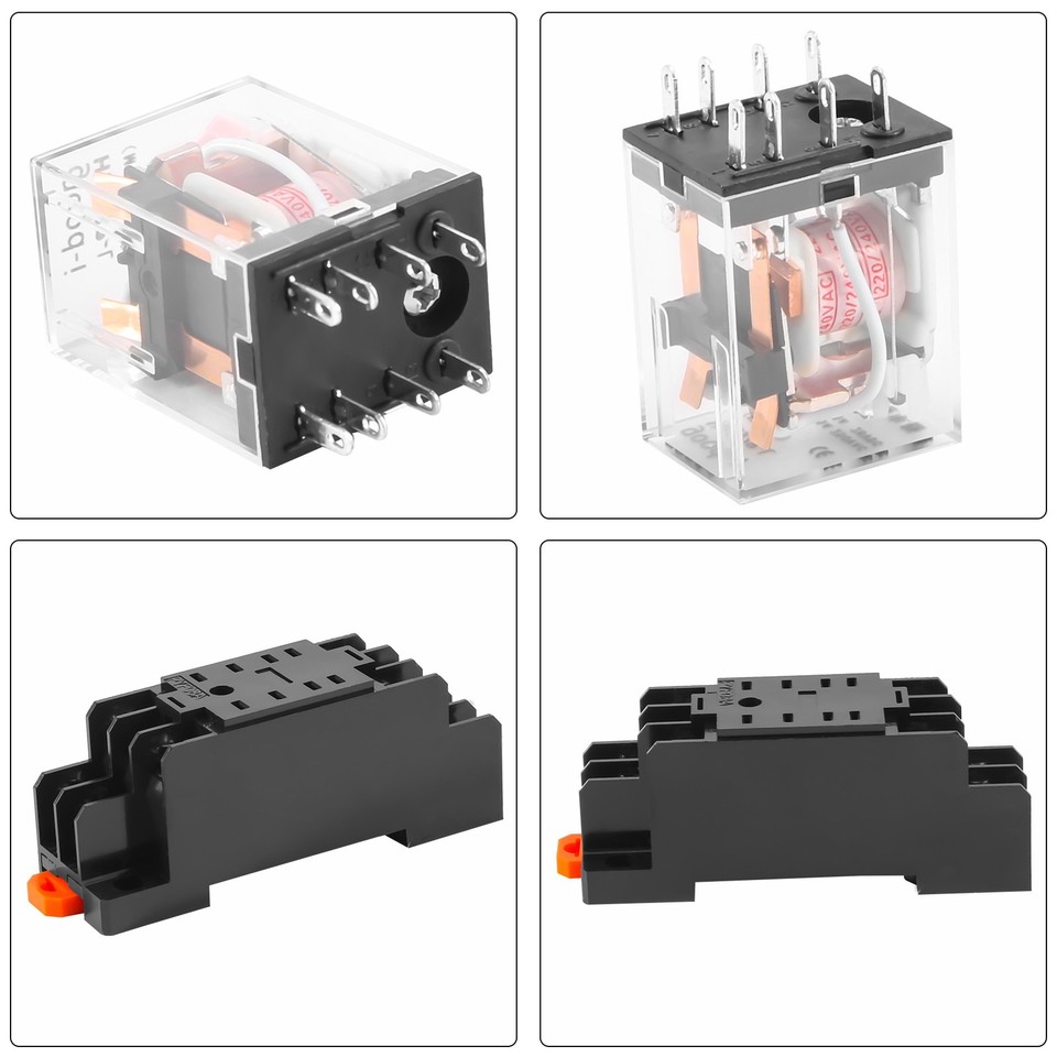 220/240V AC Coil DPDT Relay MY2NJ 8 Pin w Socket Base P7D88829 | eBay UK