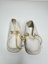 Vintage White Leather Baby Toddler Shoes Lace-Up Tassels