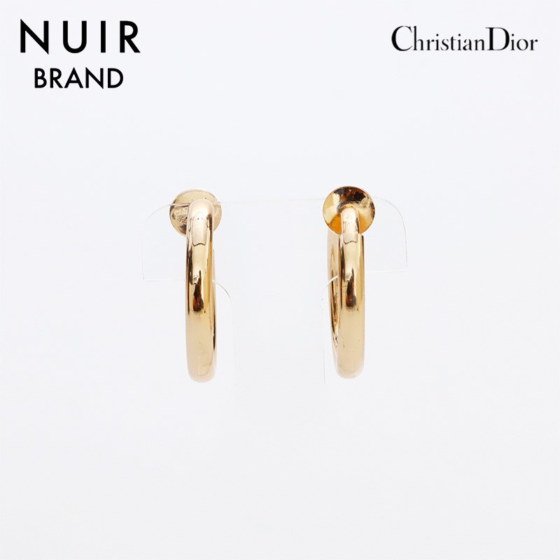 Vintage Dior Circle Gold Hoop Earrings