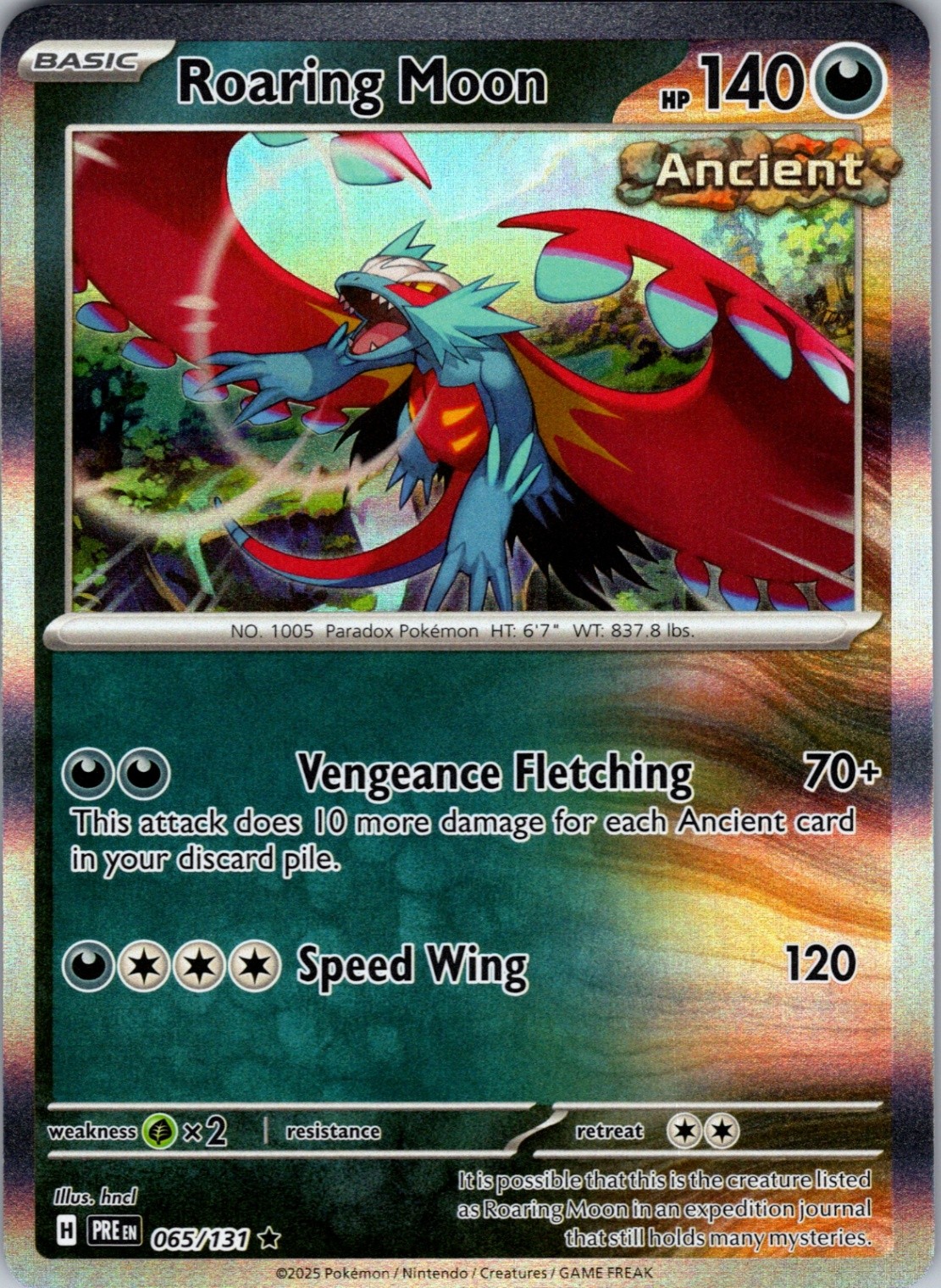 Roaring Moon 065/131 Rare Holo SV: Prismatic Evolutions NM