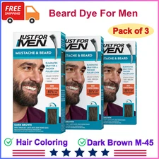 Just For Men Mustache And Beard, Dark Brown M 45, Hair Coloring Agent, 3 Pack