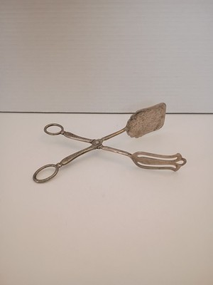 Tongs Vintage Pastry Silver Scissor Ornate Serving Cake silver Plate Nice 1980